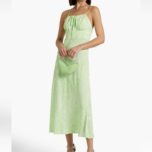 Rixo Maeve printed crepe midi dress, green, US size 14 , UK 18 - Picture 4 of 6
